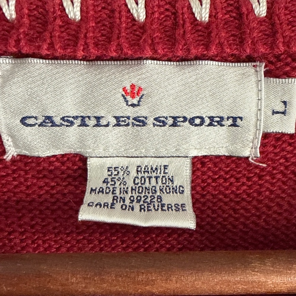 1990s Castles Sport Oklahoma Sooners Embroidered Cardigan Red Vintage Large OU - Picture 2 of 6